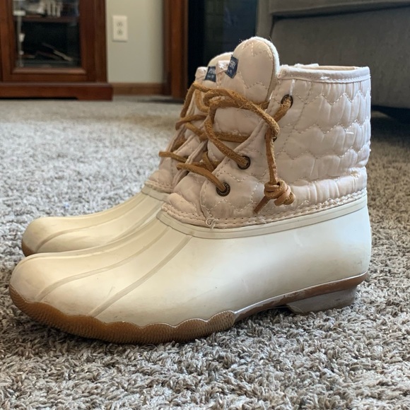 Cream Colored Sperry Boots - Picture 1 of 4